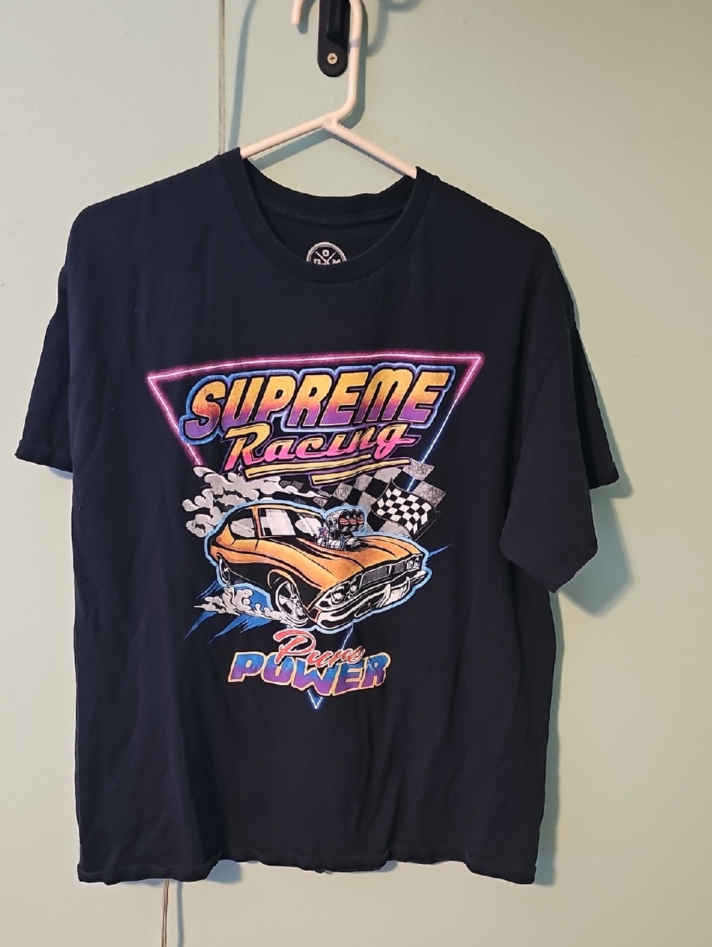 Supreme Racing Crew Neck T-Shirt - Black with Orange Graphic